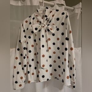 Polka Dot Blouse with Bow Tie